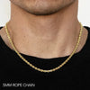 14k 5mm Yellow Gold Solid Dc Rope 16" Chain Necklace (Available in Lengths 7" - 30")