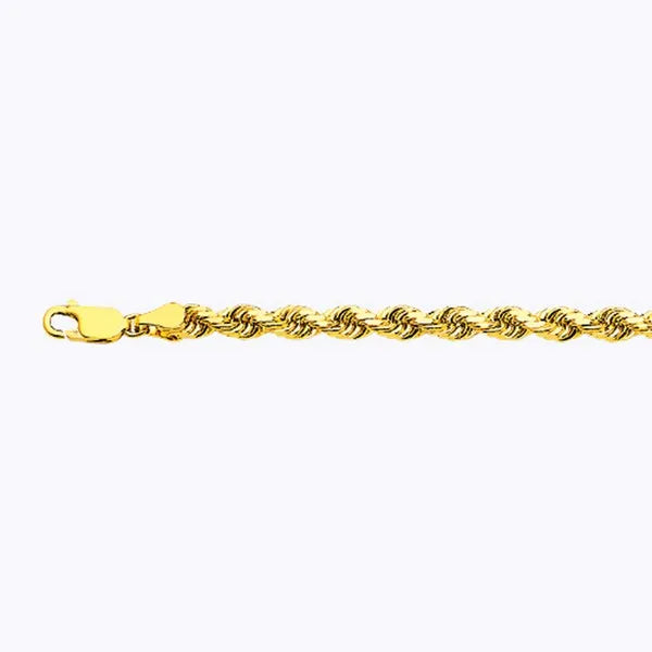 14k 5mm Yellow Gold Solid Dc Rope 16" Chain Necklace (Available in Lengths 7" - 30")