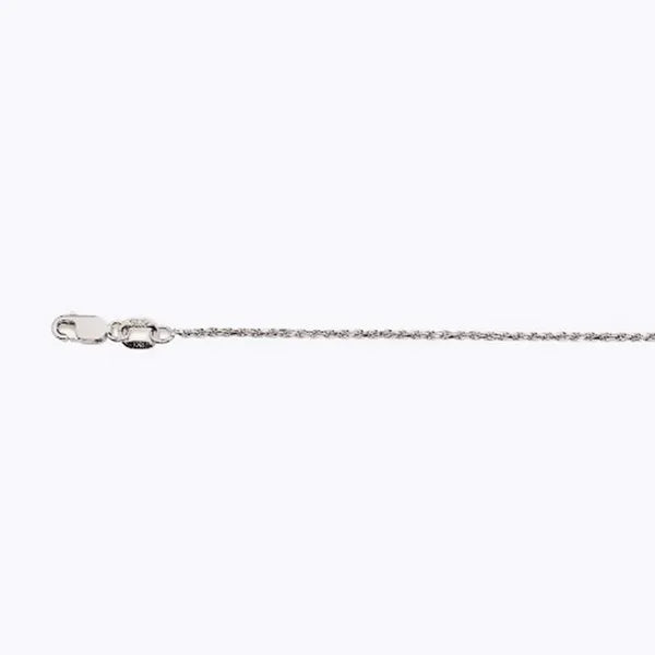 14k 1mm White Gold Solid Dc Rope 16" Chain Necklace (Available in Lengths 7" - 30")