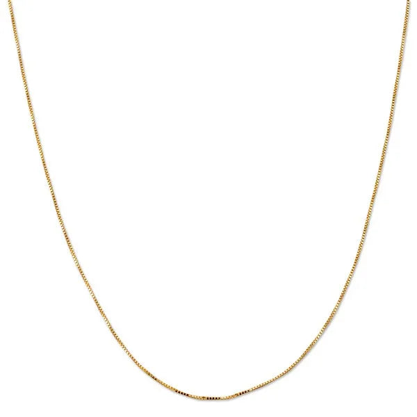 14k Yellow Gold Box 040 Gauge 16" Chain Necklace (Available in Lengths 7" - 30")