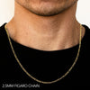 14k 2.5mm Yellow Gold Solid Figaro 16" Chain Necklace (Available in Lengths 7" - 30")
