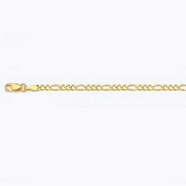 14k 2.5mm Yellow Gold Solid Figaro 16" Chain Necklace (Available in Lengths 7" - 30")