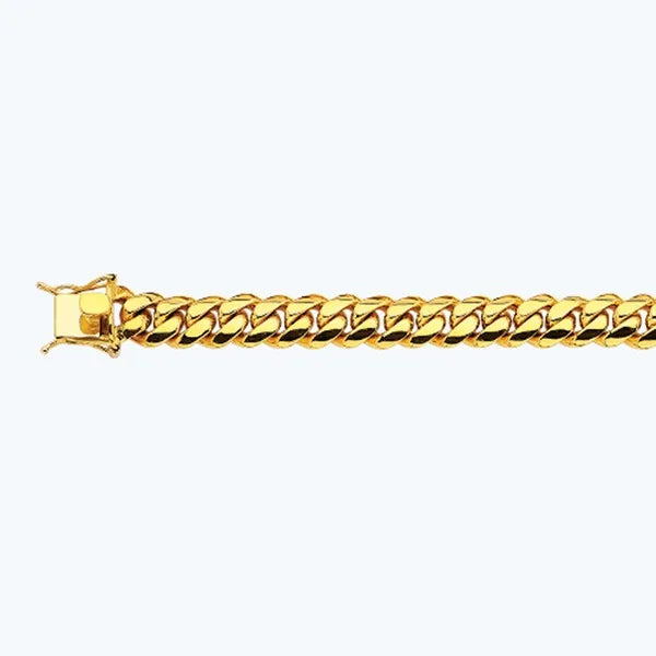 18k 12mm Yellow Gold Solid Miami Cuban 16" Chain Necklace (Available in Lengths 7" - 30")