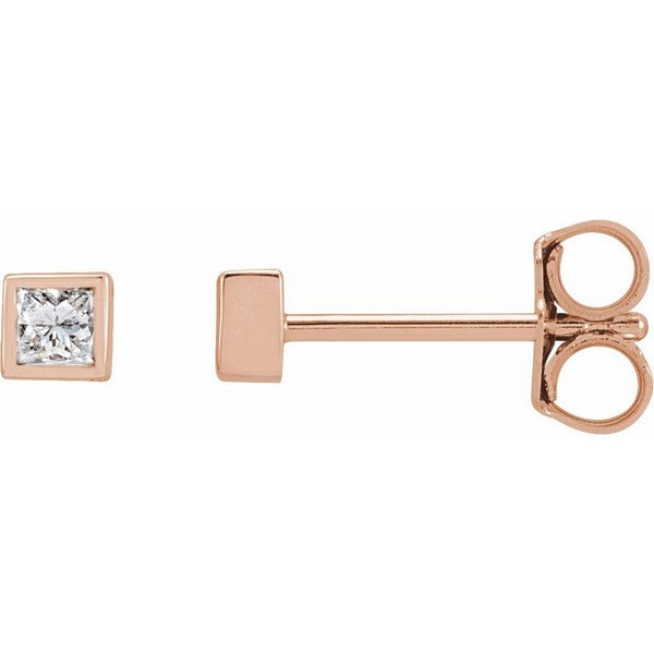14K Rose 1/6 ctw Natural Diamond Bezel-Set Earrings