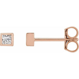 14K Rose 1/6 ctw Natural Diamond Bezel-Set Earrings