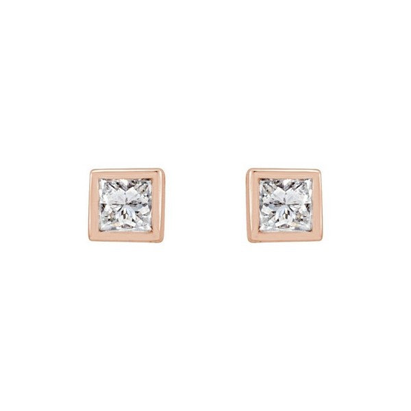 14K Rose 1/6 ctw Natural Diamond Bezel-Set Earrings
