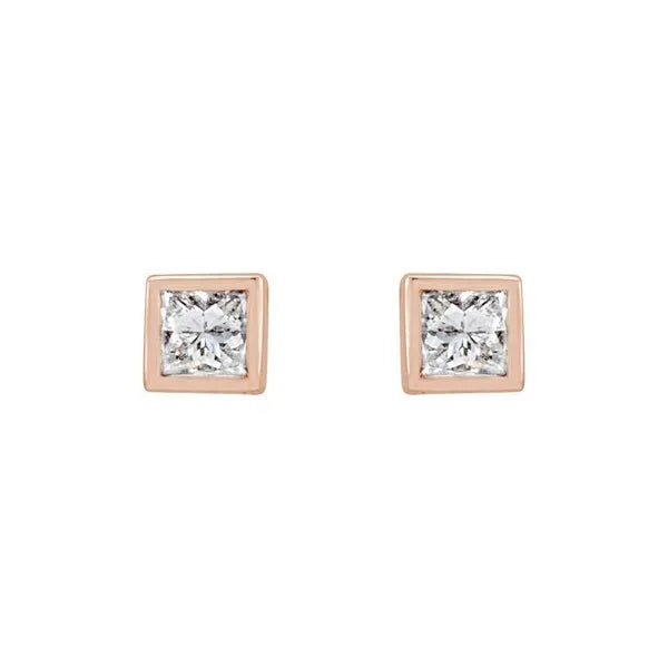 14K Rose 1/6 ctw Natural Diamond Bezel-Set Earrings