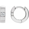 14K White 1/4 ctw Natural Diamond 12 mm Hinged Huggie Hoop Earrings