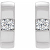 14K White 1/4 ctw Natural Diamond 12 mm Hinged Huggie Hoop Earrings
