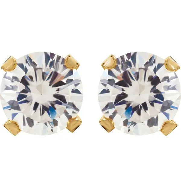 14K Yellow 3 mm Imitation White Cubic Zirconia Inverness Piercing Earrings