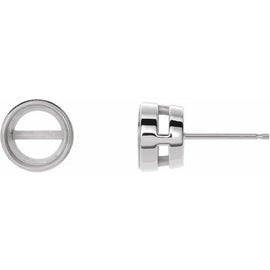 14K White 6.5 mm Round Tapered Bezel-Set Earring Mounting