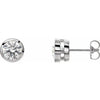14K White 6.5 mm Round Tapered Bezel-Set Earring Mounting