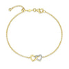 Open Twin Heart Bolo Bracelet in 14K Yellow Gold-Plated Sterling Silver