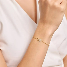 Open Twin Heart Bolo Bracelet in 14K Yellow Gold-Plated Sterling Silver