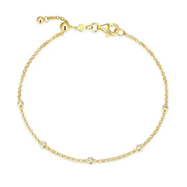 Bezel Station Bolo Bracelet in 14K Yellow Gold-Plated Sterling Silver