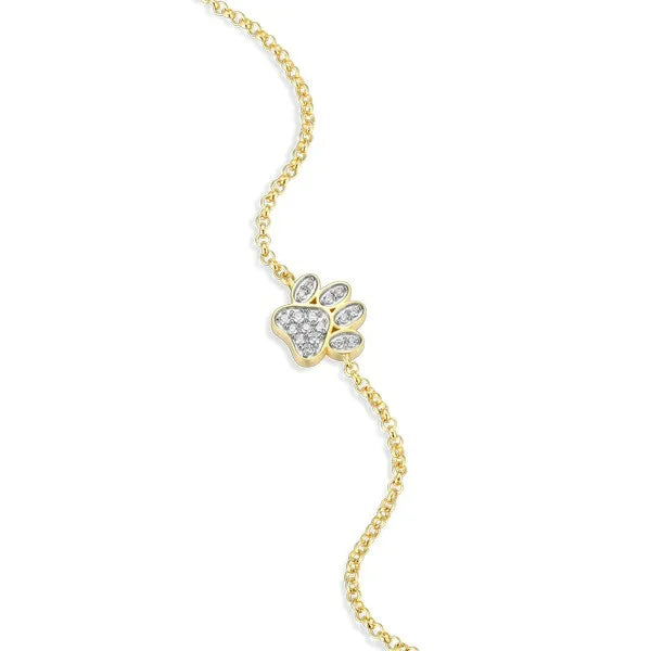 Paw Print Bolo Bracelet in 14K Yellow Gold-Plated Sterling Silver