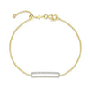 Pave Paperclip Pendant Bolo Bracelet in 14K Yellow Gold-Plated Sterling Silver