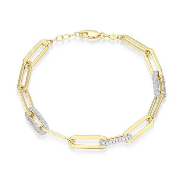Paperclip Pave Chain Lab-Created Diamond Bracelet