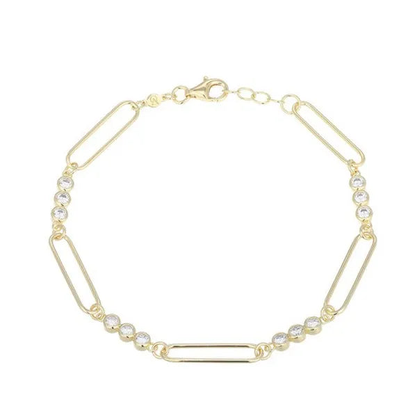 Bezel Paperclip Lab-Created Diamond Bracelet