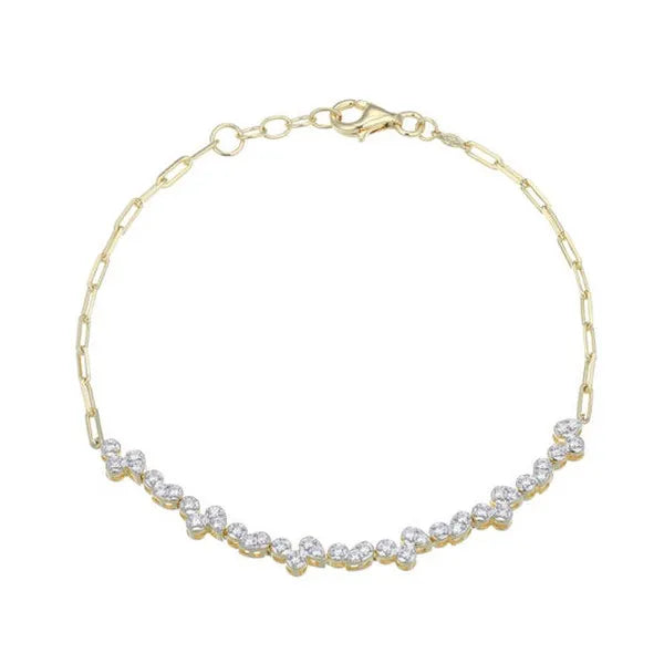 Pear/Round Lab-Created Diamond Paperclip Bracelet