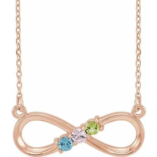 14K Rose 3-Stone Infinity-Inspired Family 18" Necklace Mounting