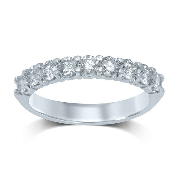 14k 0.10ct Diamond Ladies Band - (9 Diamond Stones)