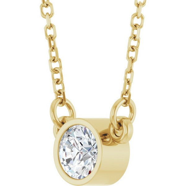 14K Yellow 1/4 CT Natural Diamond Solitaire 18" Necklace