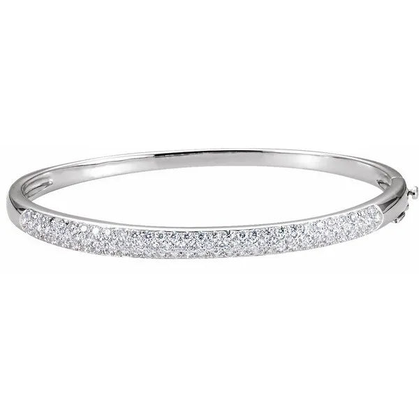 14K White 1 1/2 ctw Natural Diamond Bangle 7" Bracelet