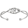 14K White .05 ctw Natural Diamond Floral Cuff 6" Bracelet