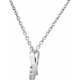 14K White .06 ctw Natural Diamond Circle 18" Necklace