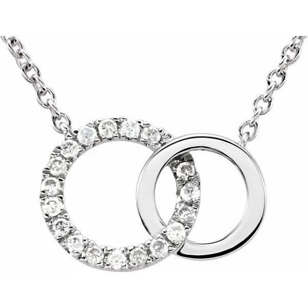 14K White .06 ctw Natural Diamond Circle 18" Necklace