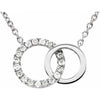 14K White .06 ctw Natural Diamond Circle 18" Necklace