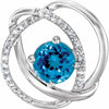 14K White Natural Swiss Blue Topaz and 1/10 ctw Natural Diamond Pendant