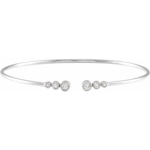 14K White 1/4 ctw Natural Diamond Cuff 7" Bracelet