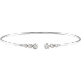 14K White 1/4 ctw Natural Diamond Cuff 7" Bracelet