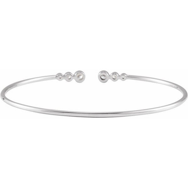 14K White 1/4 ctw Natural Diamond Cuff 7" Bracelet