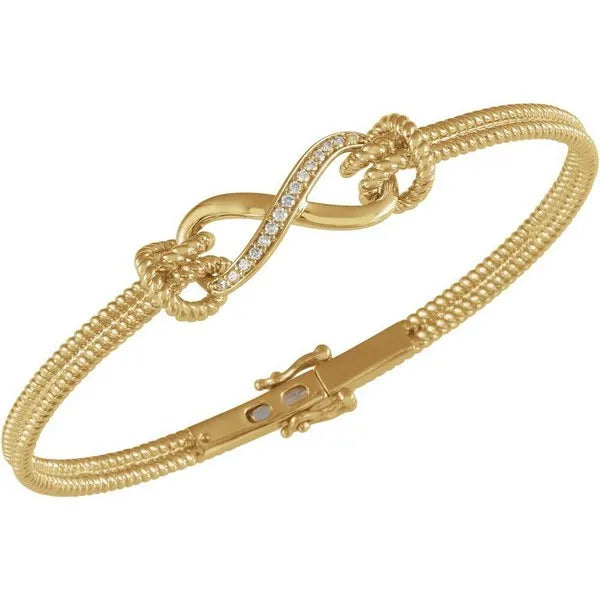 14K Yellow 1/8 ctw Natural Diamond Bangle 7 1/2 Bracelet