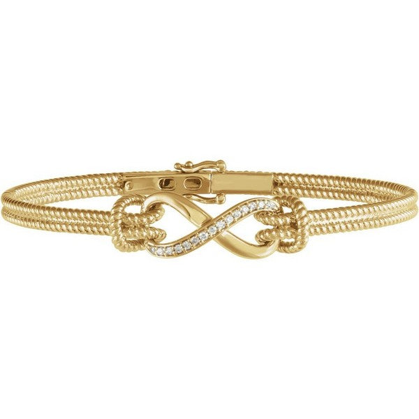 14K Yellow 1/8 ctw Natural Diamond Bangle 7 1/2 Bracelet