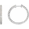 14K White 3 ctw Natural Diamond Inside-Outside Hinged 30 mm Hoop Earrings