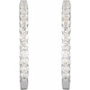 14K White 3 ctw Natural Diamond Inside-Outside Hinged 30 mm Hoop Earrings