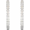 14K White 3 ctw Natural Diamond Inside-Outside Hinged 30 mm Hoop Earrings