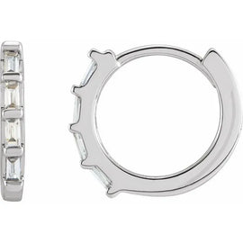 14K White 1/10 ctw Natural Diamond Huggie Earrings