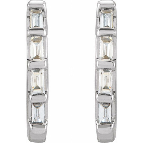 14K White 1/10 ctw Natural Diamond Huggie Earrings