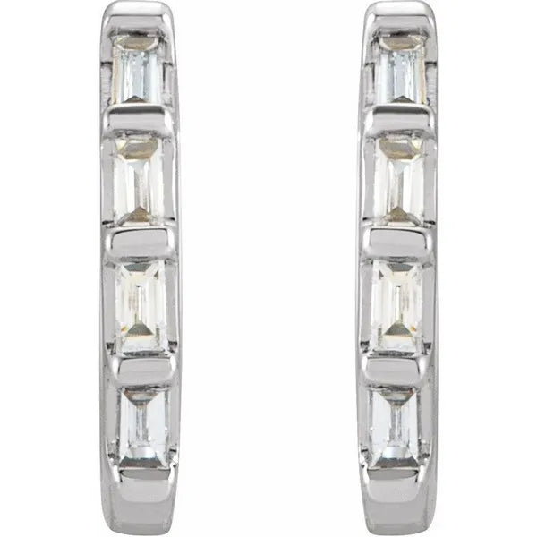 14K White 1/10 ctw Natural Diamond Huggie Earrings