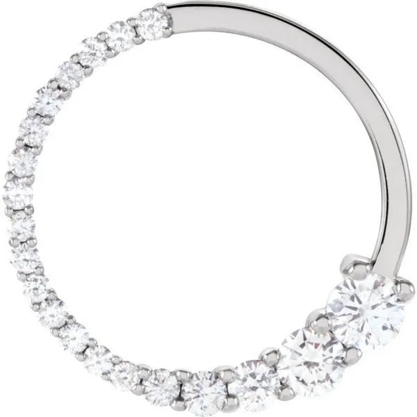 14K White 1/2 ctw Natural Diamond Journey Circle Pendant