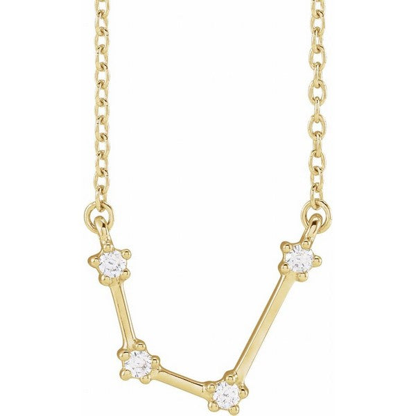 14K Yellow 1/10 ctw Natural Diamond Aquarius 16"-18" Necklace