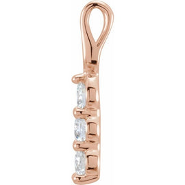 14K Rose 1/2 ctw Natural Diamond Three-Stone Pendant