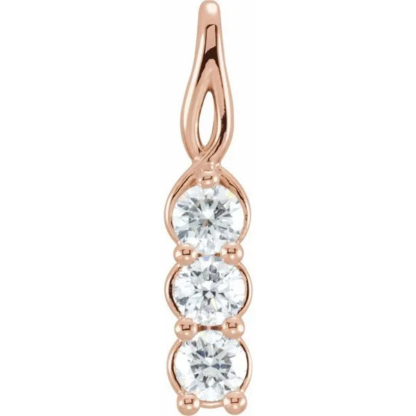 14K Rose 1/2 ctw Natural Diamond Three-Stone Pendant