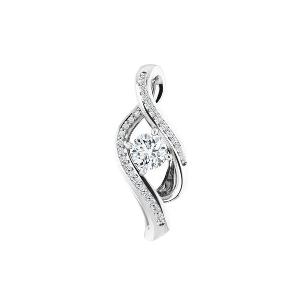 14K White 1/3 ctw Natural Diamond Pendant