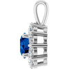 14K White Natural Blue Sapphire & 1/2 ctw Natural Diamond Pendant